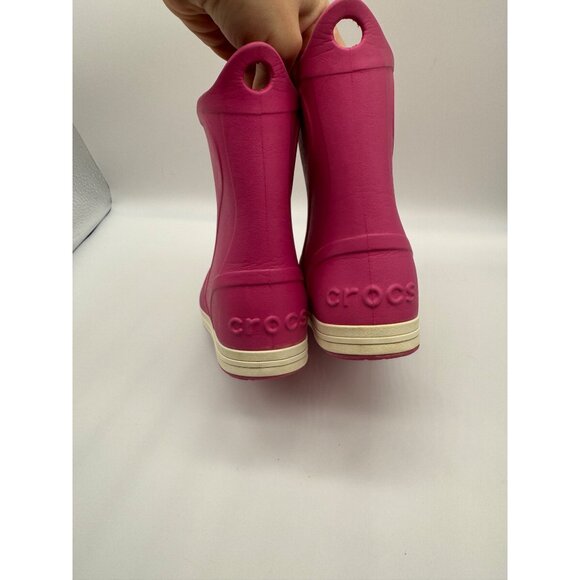Crocs Pink Bump It Rain Boot Infant Toddler Size 10 203515 - Picture 6 of 9